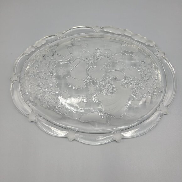 Mikasa Holiday Classics Crystal Candy Dish Oval 9" Stars Angels Christmas Decor - Picture 6 of 11